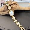 Fashion Chain Strap Watch Ladies Oval Dial Elegant Nacre Surface