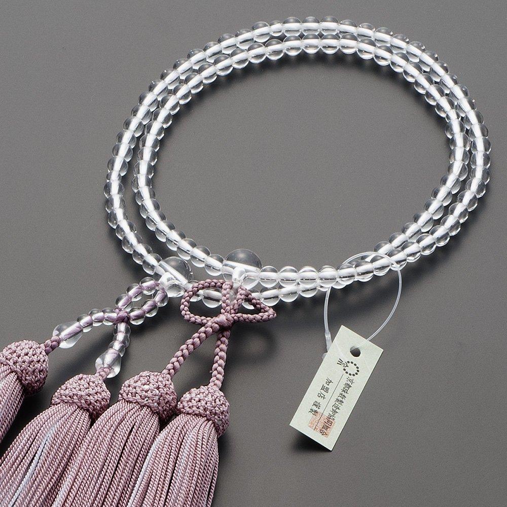Buddhist altar store Takita Shoten Prayer beads Jodo Shinshu authentic prayer beads Genuine crystal 8 inch Pure silk tassel with head cherry Kyoto