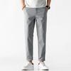 Summer Ankle-Length Pants Men Cotton Straight Fit Fashion Thin Brand Clothing Solid Color Casual Trousers Male 28-38