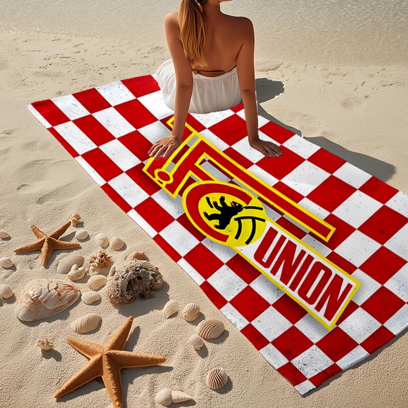 1 Stück Union Fußball-Emblem Strandtuch - Weiche, Saugfähige Mikrofaser, Leicht, Ideal für den Strand, Partys, Reisen, Camping, Geschenke für Fans