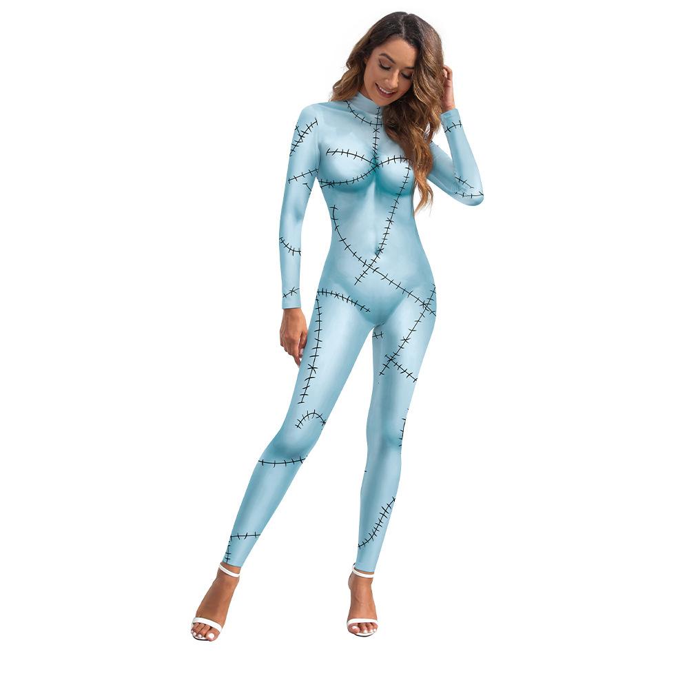 Halloween Christmas Horror Night Suit Sally Cosplay Digital Print Jumpsuit Leggings Female
