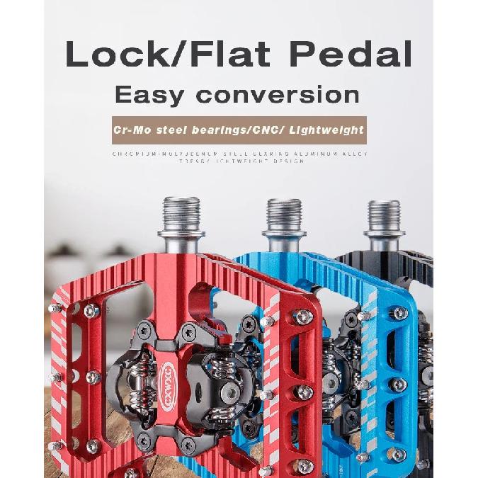 CXWXC 2 In 1 SPD Bicycle Self-Locking Pedal/Flat Bike Pedal for MTB/Road Aluminum Anti-slip 3 Sealed Bearing Bike Lock Pedal