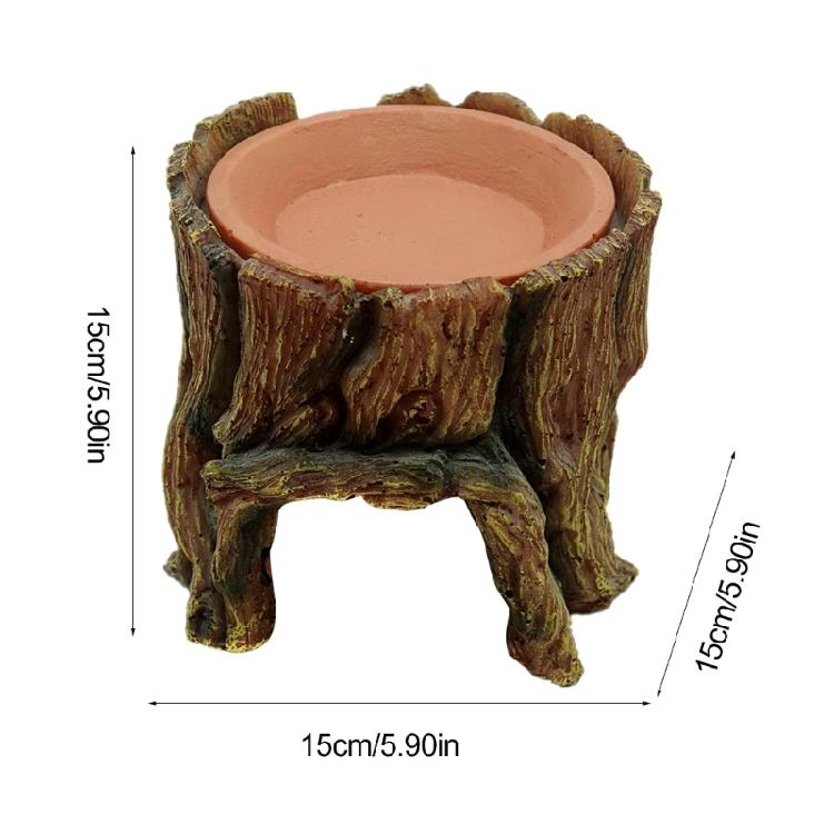 Reptiles Stump Shaped Cave Reptiles Water Dispenser Feeding Dish
