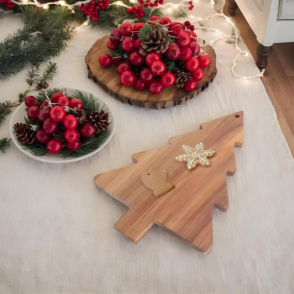 Christmas Tree Cutting Board Wooden Charcuterie Board Cheese Board Vegetable Platter Serving Tray Kitchen Christmas Decor