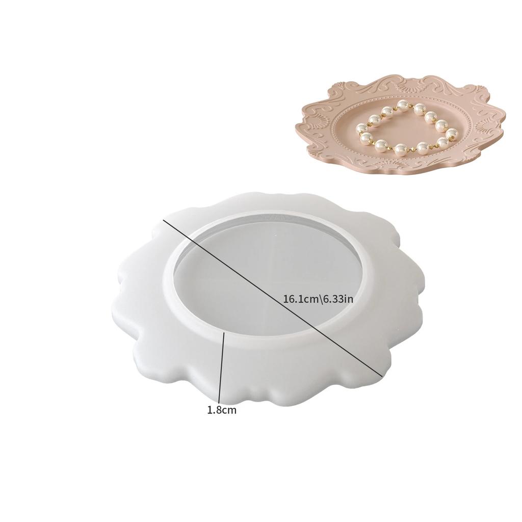 Round Cement Tray Silicone Mold DIY Handmade Round Storage Plate Molds Plaster Concrete Resin Coaster Casting Mould Home Decor