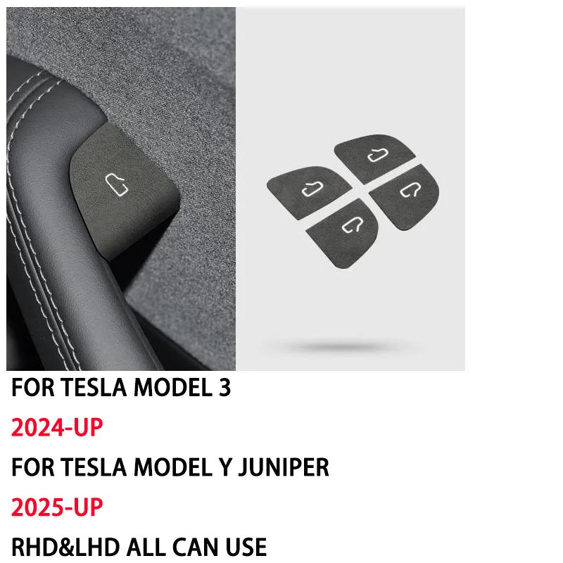 Italian Premium Suede For Tesla Model Y 2025 Juniper Model 3 Highland 2024 Door Switch Patch Trim Cover Interior Car Accessories