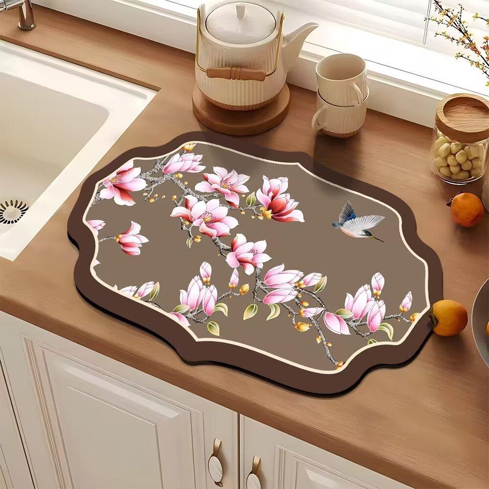 

Коврик для слива кухонной столешницы, высокий уровень впитываемости, мытье посуды, тарелок, палочек для еды, крана для раковины, барного стола 50*60cm【TPR2.5MM]