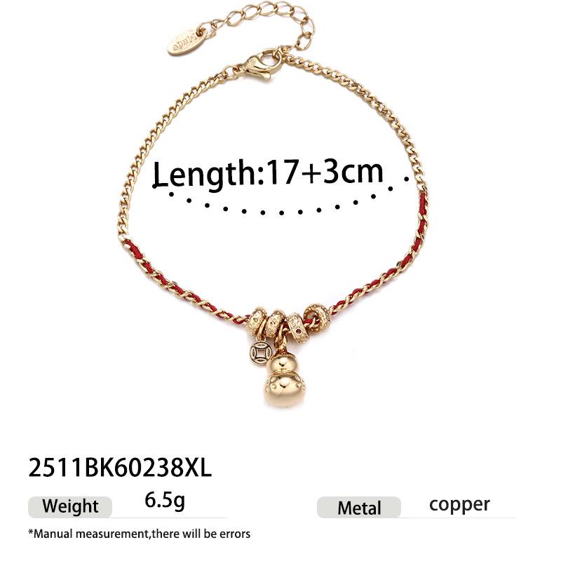 Elegant Red String Gourd Lucky Fish Bracelet: Versatile Chinese-Style with Multiple Pendants, Perfect for Autumn and Winter Fashion