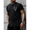 European Size Men'S Casual Short-Sleeve T-Shirt with a Moose Antler Print, Versatile And Stylish.