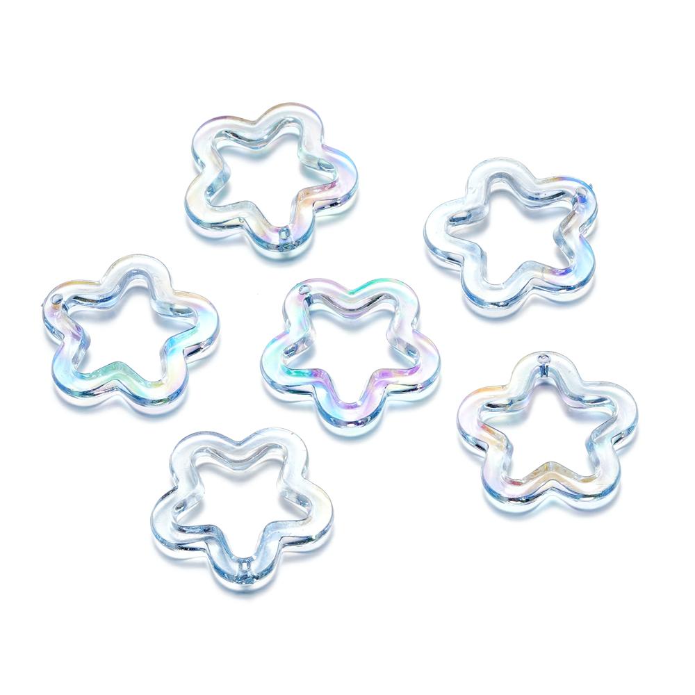 10Pcs/Lot 30*30.5mm Acrylic Transparent Five Pointed Star Pendant for DIY Jewelry Making Bracelet Necklace Charms Accessories