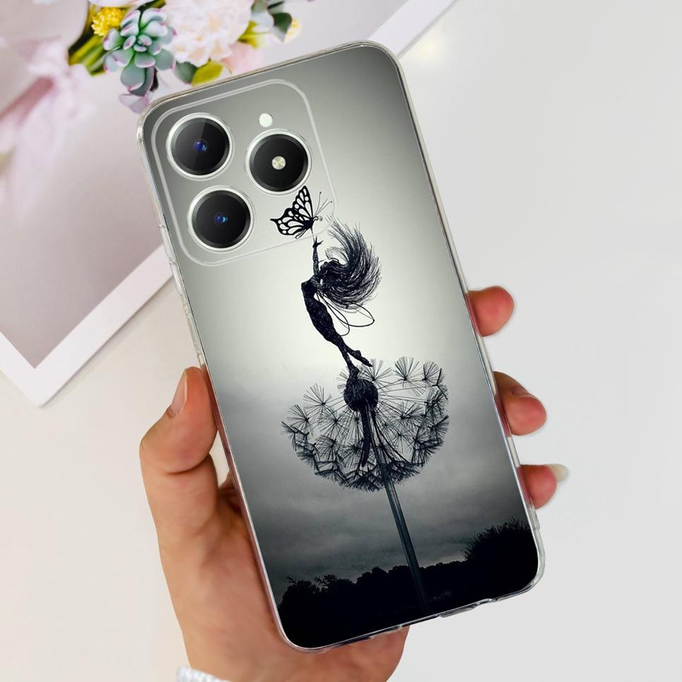 Voor Realme C63 C61 Narzo N61 N63 Hoesje Bloemen Vlinder Dames Mode Achterkant Transparant Zacht Slank Siliconen Bumper Shell
