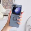 Luxury Solid Color Liquid Silicone 360°Rotating Ring Holder Folding Phone Case For Samsung Galaxy Z Flip 6 5 4 3 Soft Back Cover