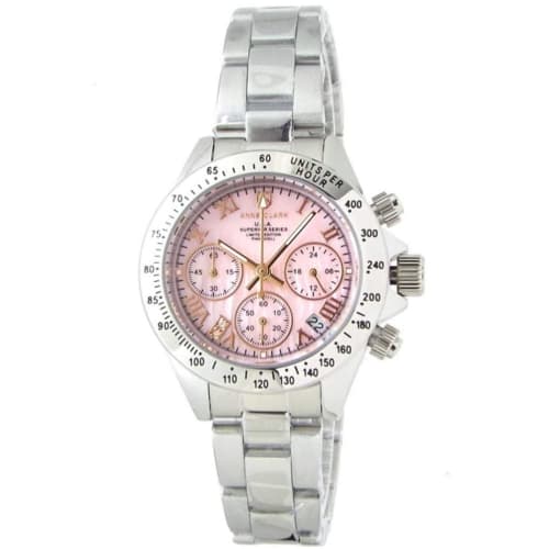 

Unclerk Women s Tachymeter Chronograph Watch with Japanese Movement, Natural Pink Shell Dial, Skin-Friendly Stainless Steel, 10 ATM Water Resistance,