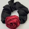 French Stain Rose Flower Elastic Hairbands Women Girls Hair Ropes Ties Flower Hair Scrunchies Ponytail Holder Hair Accessories