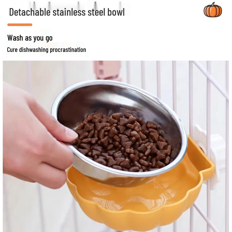 Hanging Stainless Steel Cat & Dog Anti-Spill Food/Water Bowl for Pet Cages