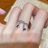 Fresh style rings for women exquisite unique ring high-end water droplet purple diamonds light luxury banquet jewelry gift