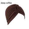 Solid Color Women Elastic Cotton Fold Turban Hat Soft Bonnet Muslim Hijab Ladies Head Wrap Warm Beanies Chemo Hat