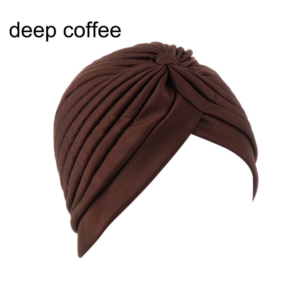 Solid Color Women Elastic Cotton Fold Turban Hat Soft Bonnet Muslim Hijab Ladies Head Wrap Warm Beanies Chemo Hat