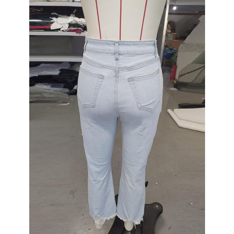 Damen Neue Mode Loose Hole Straight Jeans