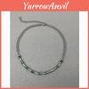 Handcrafted Stainless Steel Pendant Necklace Featuring Bamboo Chain And Green Stone For Gift