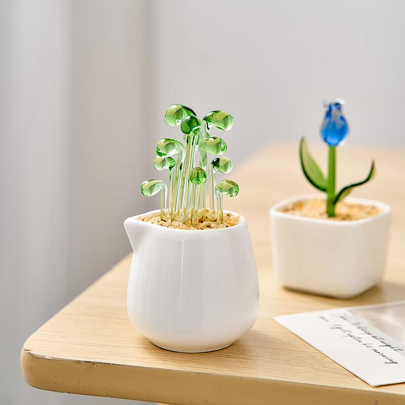 Oushuomo Glass Bean Sprout Desktop Ornament