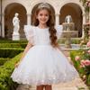 Red Summer Princess Dress: Fluffy Gauze Formal Dress for Little Flower Girls In Fashion Shows