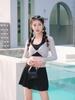 Women's Korean Color Block One-Piece Swimsuit - Slimming Split Dress Style for Vacation