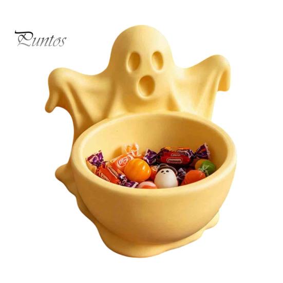 Functional Autumn Home Decor 3D Printed Ghost Candy Bowl for Halloween Party Decorations, Multi-functional Desktop Storage Organizer Trinkets