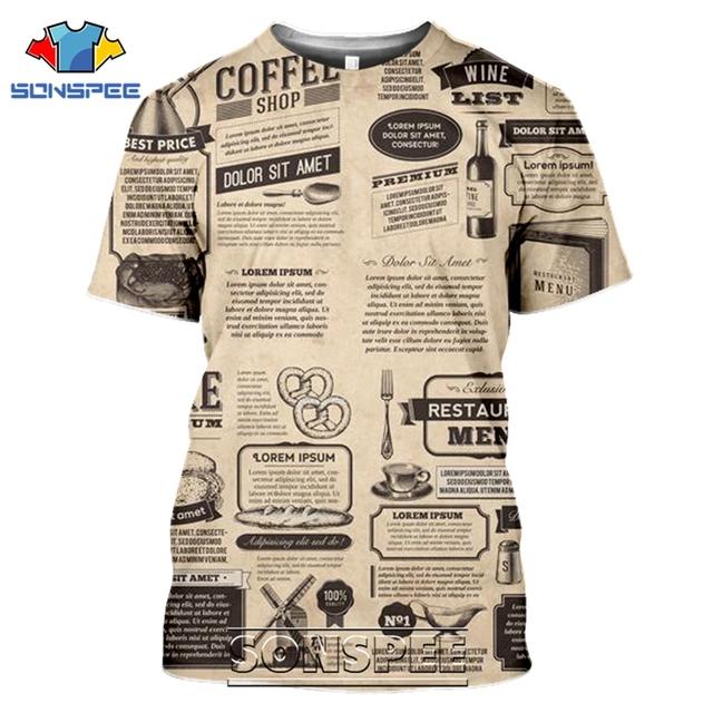 Staré noviny Trička 3D tisk Muži Ženy Ležérní Móda Hip Hop Legrační Krátký rukáv Streetwear Vintage topy Košile