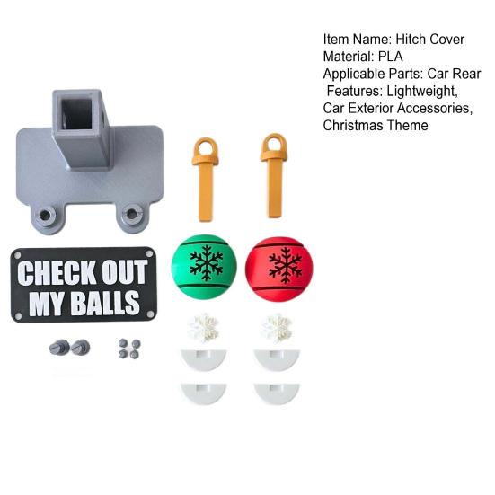 1 Set Christmas Hitch Cover Weather-proof Car Pickup Truck Trailer Swinging Check Out My Balls Tow Hook Cover Decoration Ornament Car Exterior