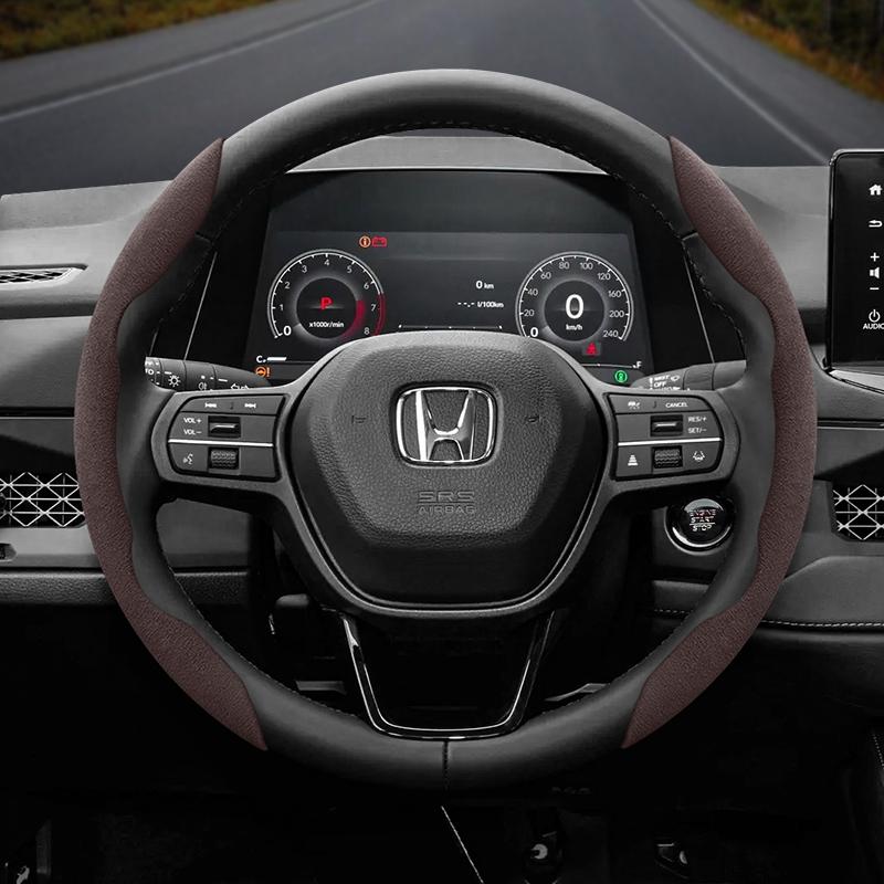 Suitable for Honda Anti-Slip Buckle Segmented Suede Steering Wheel Cover Suitable for Civic Fit 8Th Gen 8 City Accord 9 10 Vezel Freed Breeze 7 Jade
