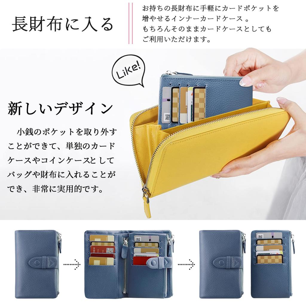 Genuine with Coin 18 Card Large Capacity Bill Double Button Double Perfect for or as a Gift [F.ZH] Women's Bi-fold Wallet, Leather, Purse, Slots,