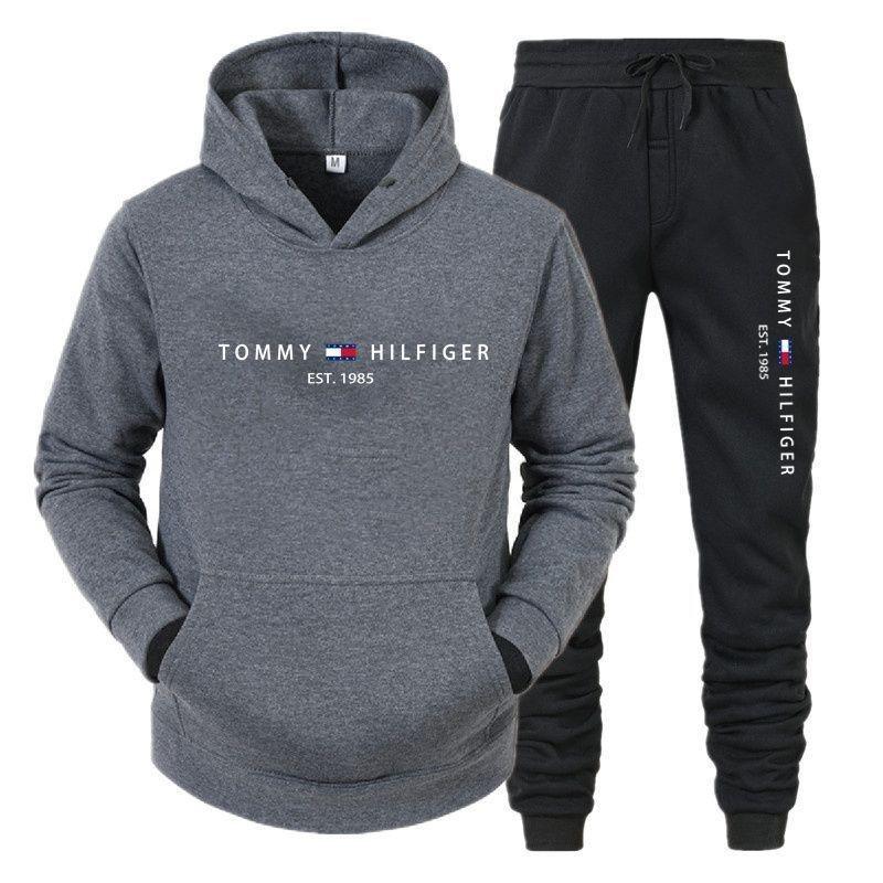 Unisex Spring/Autumn Hooded Fleece Set - Loose Fit, Casual Print Sweatshirt