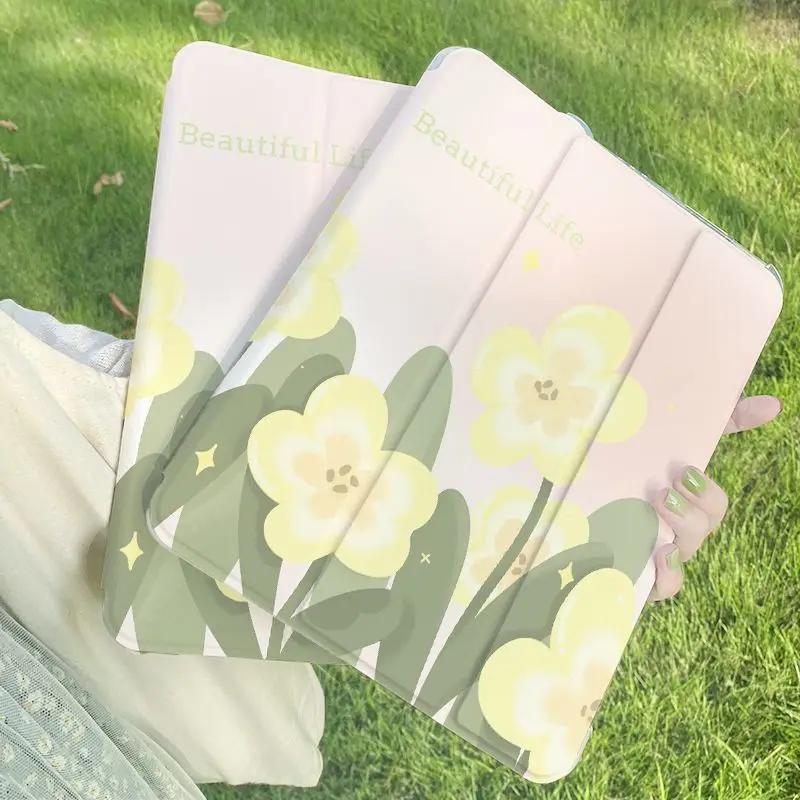 Smart Stand Case Cover For Samsung Tab S7 S8 S9 11 Plus S10 S9 12.4 Inch Case Smart Cover For Tab A9 8.7" Plus 11" Tulip Flower