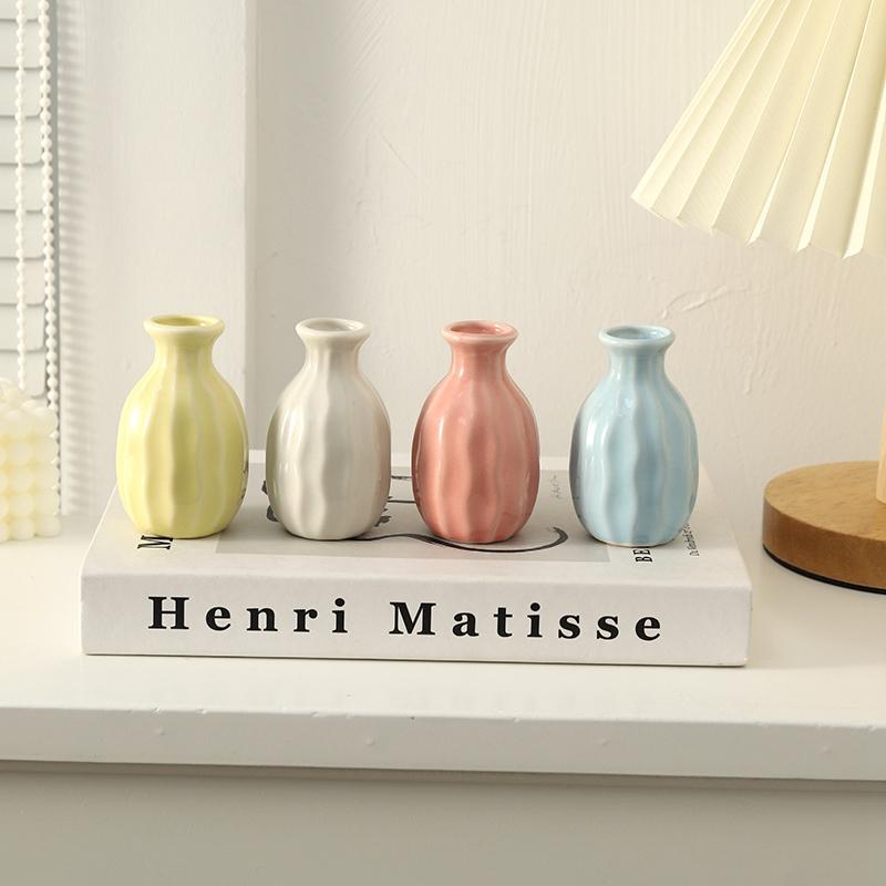 Mini Ceramic Flower Vase Aesthetic Hydroponic Plant Vases Flower Arrangement Pot Room Decor Nordic Home Desktop Ornament Florero