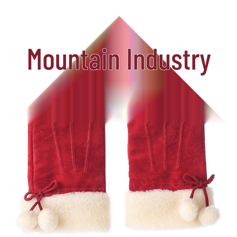 Women's Fleece-Lined Leather Cycling Gloves - Warm, Touchscreen-Ready, Perfect Christmas Gift