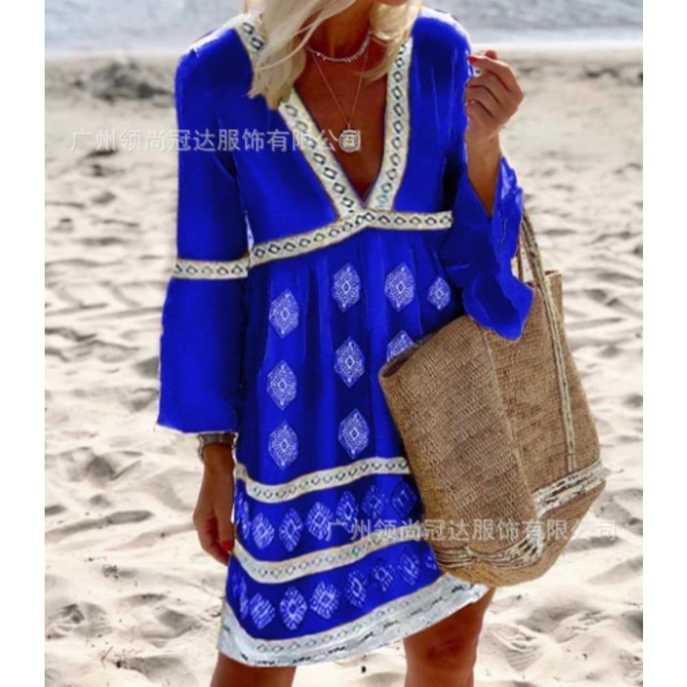 

HNXC Женские Модные Летние Весенние Платья с Рукавом 3/4 и V-образным Вырезом XXL