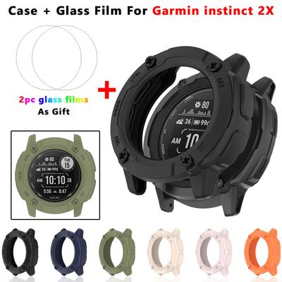 Per Custodia Garmin Instinct 2X Smartwatch Cover in TPU Paraurti Protettivo Morbido Pellicola Protettiva per Schermo Vetro Temperato Per Instinct 2X