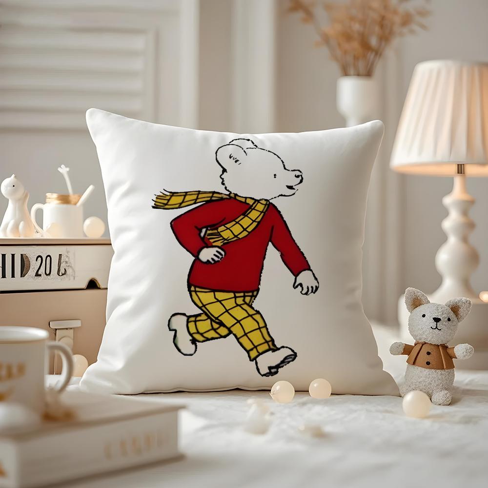 Anime RRupert BBear Cushion Cover Antidustmite Pillowcase Invisible zipper silky short plush Sofa cushion cover