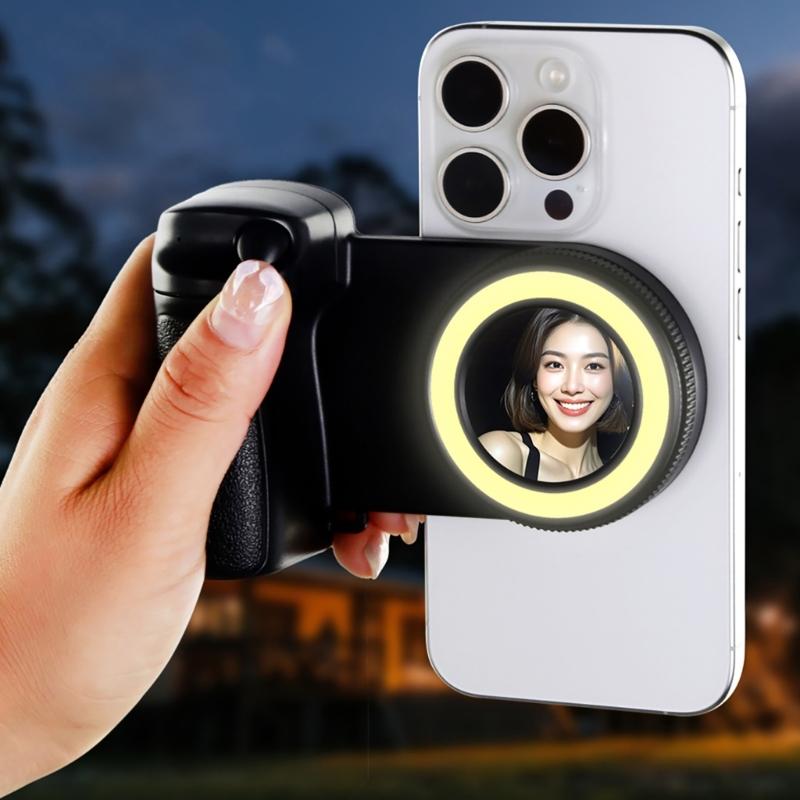 Magnetic Phone Grip Bluetooth-compatible Shutter Camera Handle Selfie Stabilizers With Fill Light For Mobile Phone