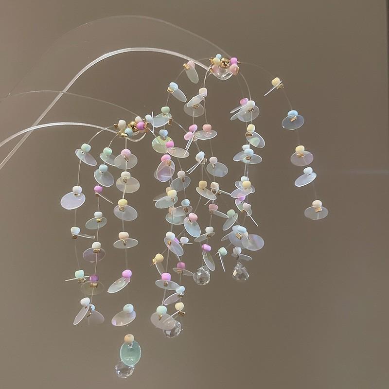 Retro Silbernadel Eingelegte Diamant Kristall Perlen Ohrringe - Luxuriöse Lange Europäische & Amerikanische Stil Ohrringe für Frauen