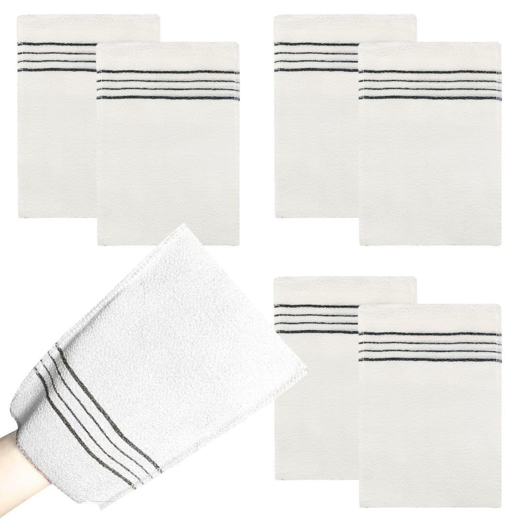 

так рад Отшелушивающее полотенце Набор для ванны из 6 штук Я Варежки, Перчатки, Перчатки, (белый) белый