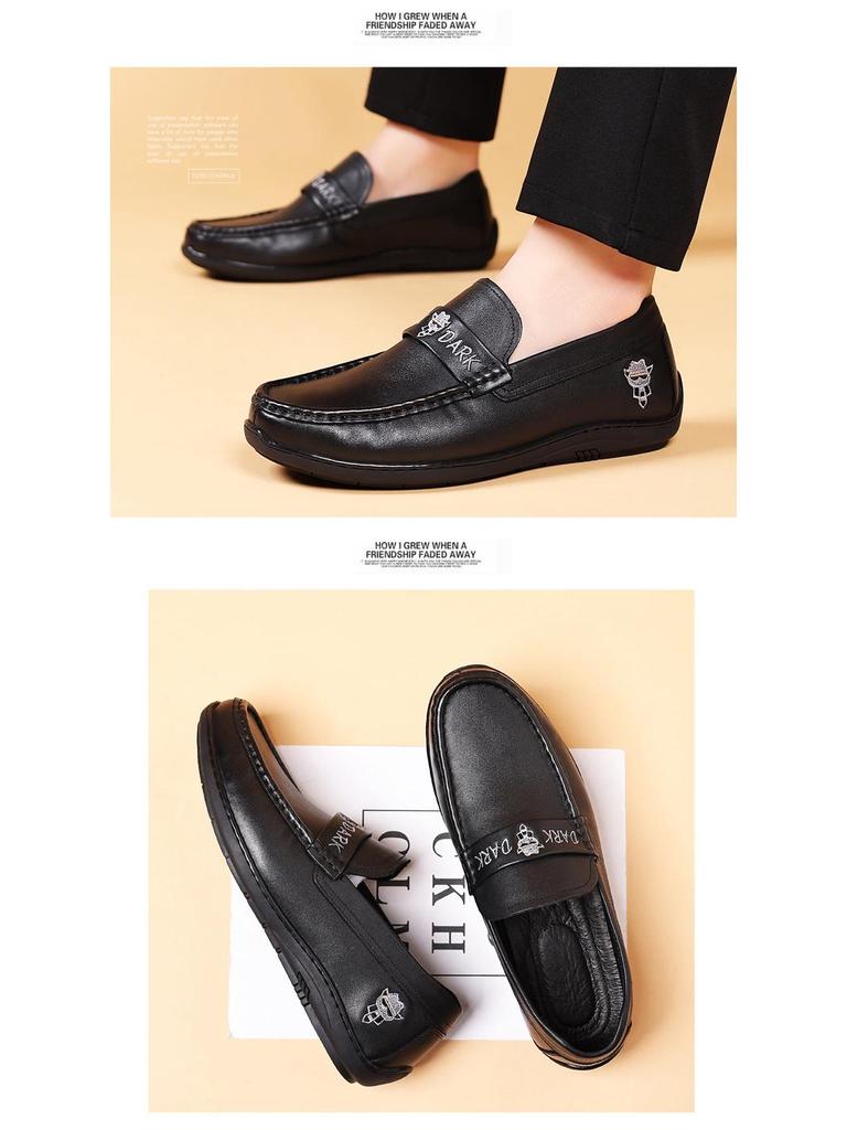 Men's Genuine Leather Cowhide Moccasins - Casual Fashion Loafers, European Style Slip-On Shoes