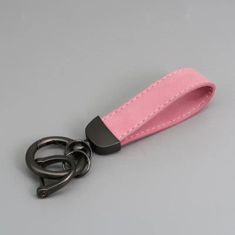 Laser Custom Logo Suede Leather Keychain for Men and Women Retro Vintage Personalized Company Name Keyring Engrave Car Key Chain