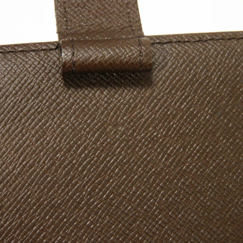 Used Louis Vuitton Damier Card Case, 12564 Agenda PM R20700 8001 Logo Brown Diary with 6 Holes and Checkered Pattern