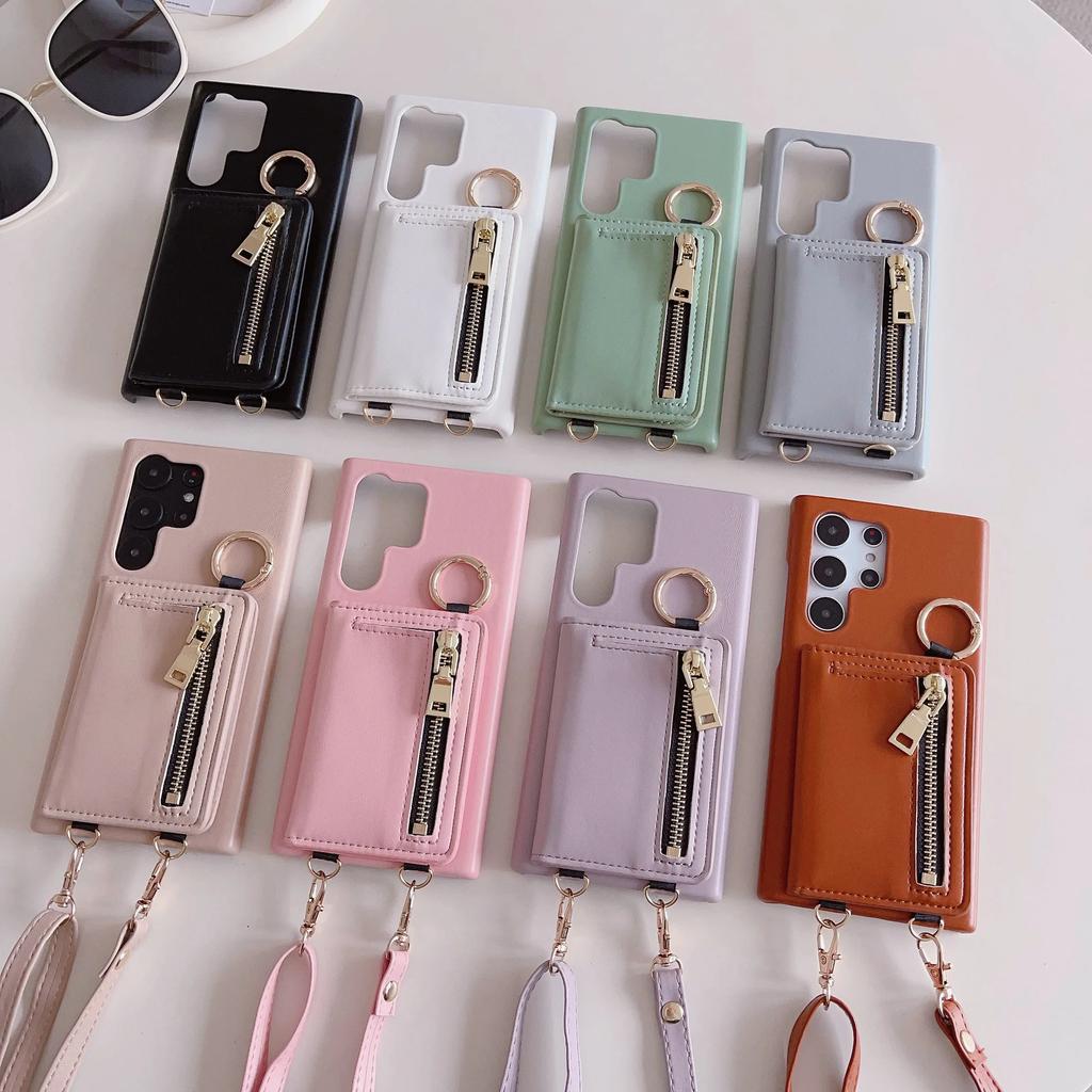 Umhänge-Ledergeldbörse mit Kartenhalter Handyhülle für Samsung Galaxy S23 FE S25 S24 S22 Ultra Plus A53 A54 Stoßfeste Hülle