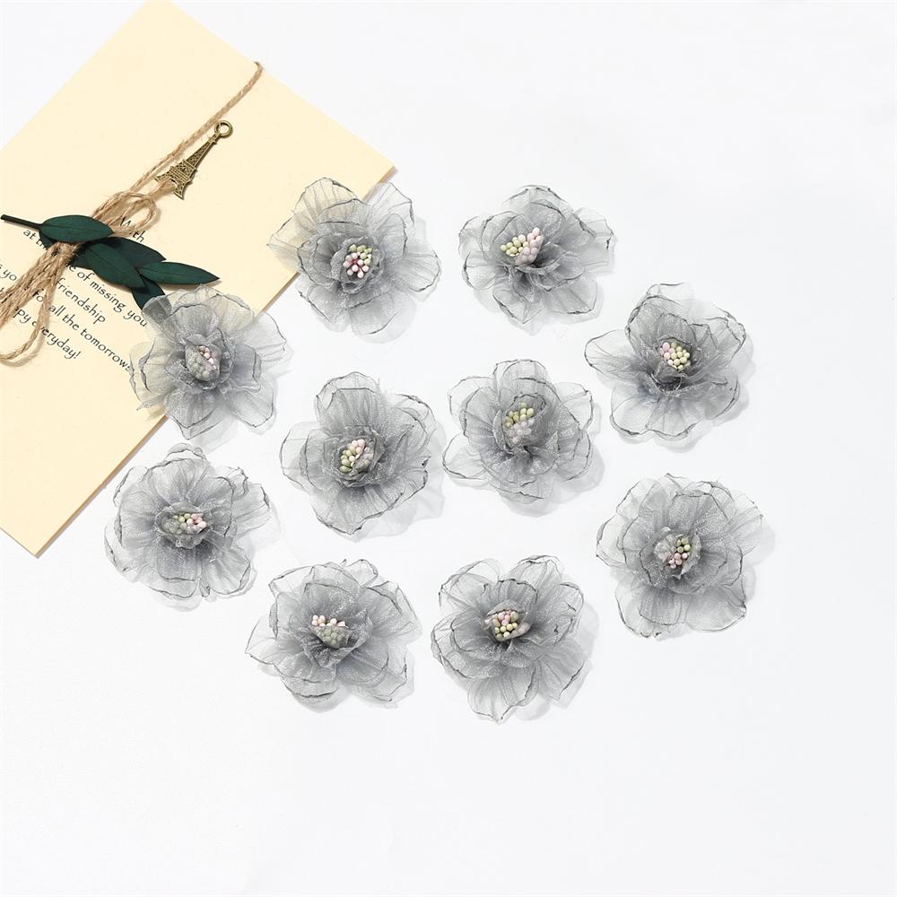 

10 шт. Искусственные цветы Шифоновая марля Цветок Сетка Изготовление одежды Аксессуары для волос Для украшения дома, свадьбы, вечеринки DIY Craft 10PCS