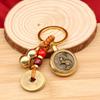 Rotating Brass Zodiac Signs Vermilion Gourd Keychain for Wealth & Treasures