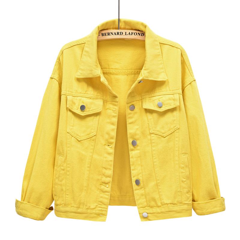 Damen Rosa Frühling Locker Geschnittene Jeansjacke - Kurz, Langärmlig, Übergröße, Lässiger Koreanischer Stil