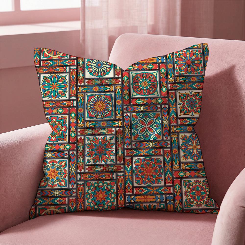 Moroccan Ethnic Pattern Cushion Cover Multi-Scene Pillow Cover for Home & Car - Reversible, Soft & Durable for Daily Use